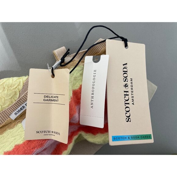 Scotch and Soda Crop Top Size Small Striped V Neck Sleeveless Yellow Orange NEW - Picture 6 of 12